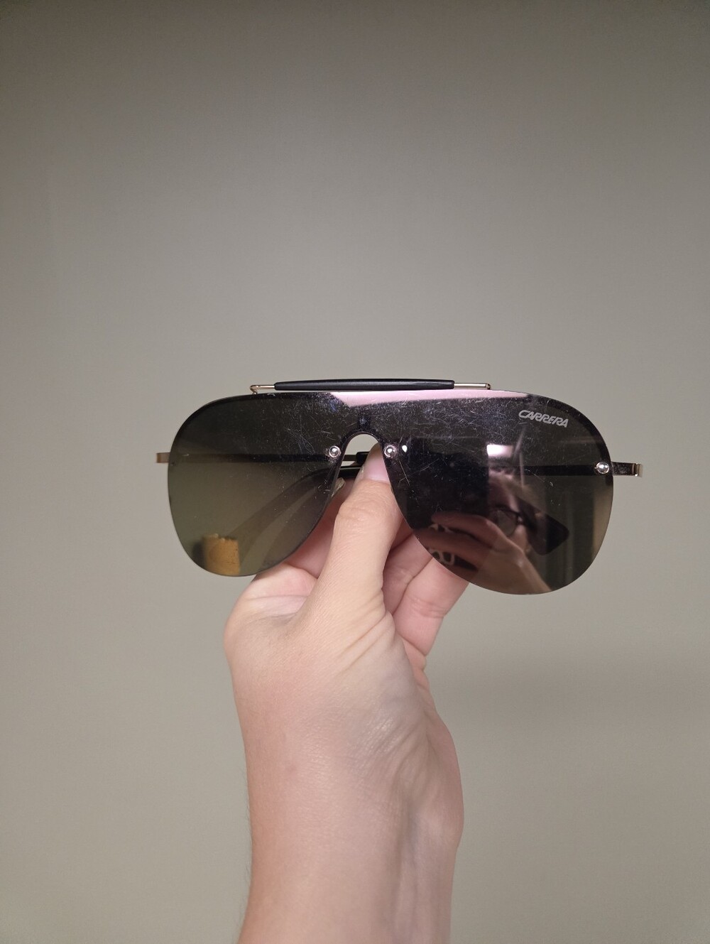 ​Carrera MB 721 Shield Sunglasses - Gold Frame, Gradient Lens (Missing One Screw - Picture 2 of 10